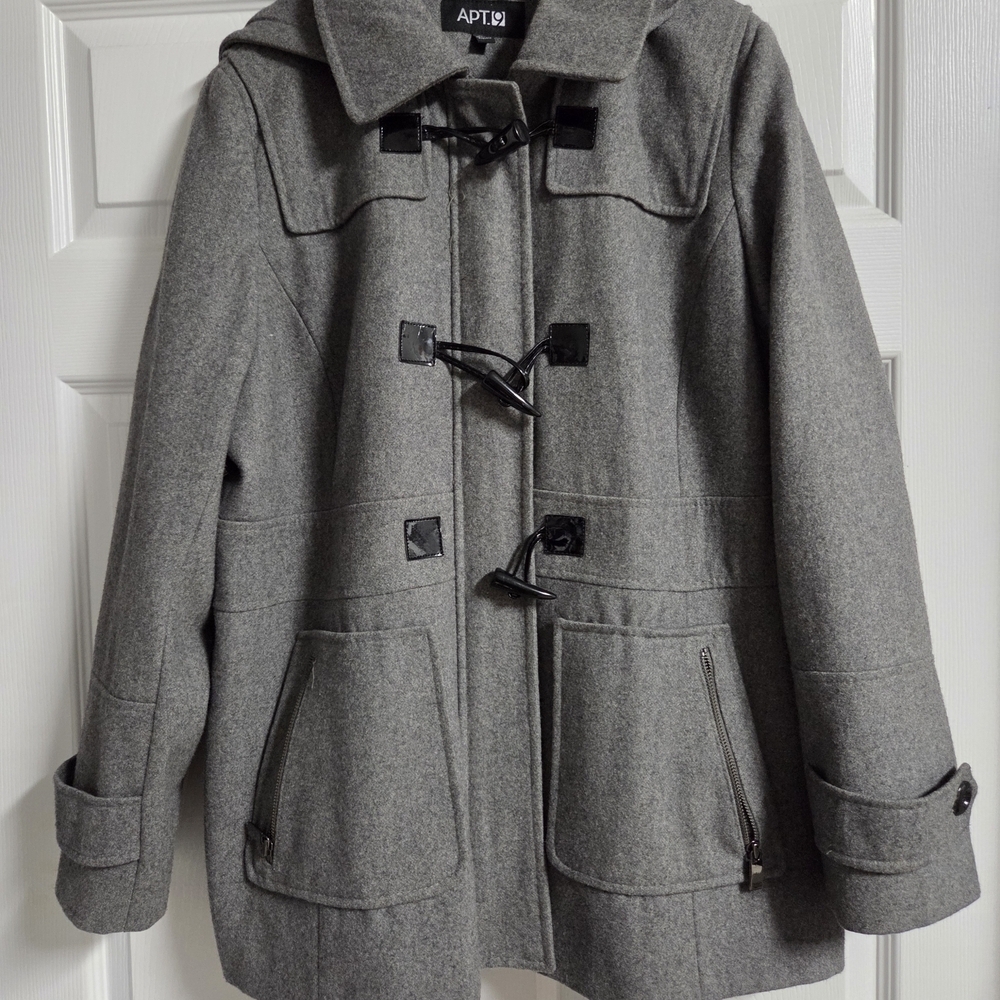 Apt. 9 Women's Wool Charcoal Gray Pea Coat Size XL